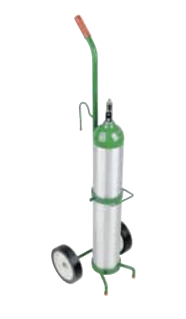 Cylinder Cart - D & E - 6" Semi Pneumatic Wheels - GREEN